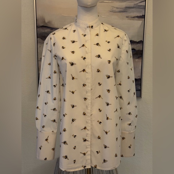 Victoria Beckham for Target Iconic Bee Print Blouse Structured Designer Top - Picture 3 of 15